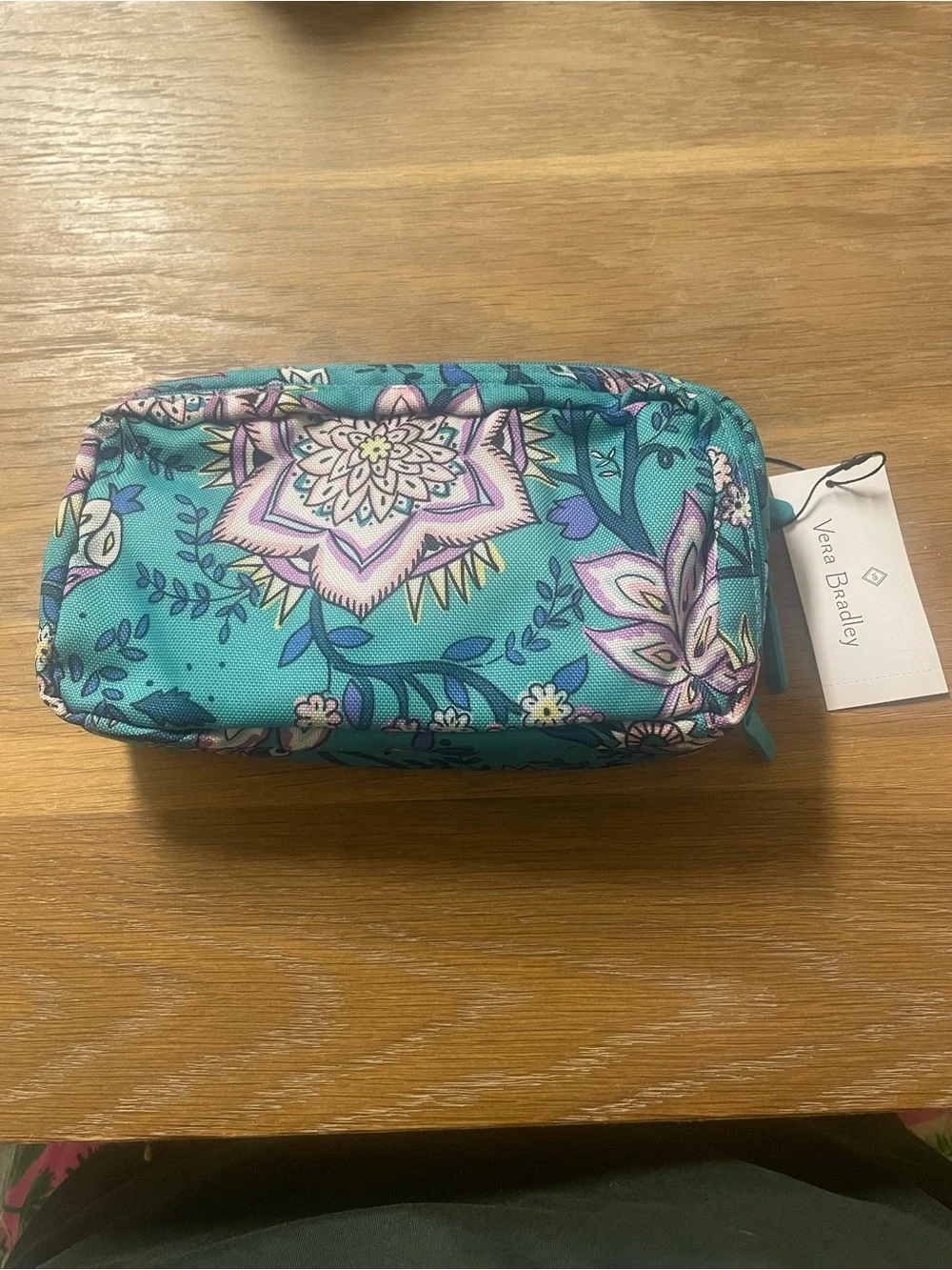 Vera Bradley Teal Floral Zip Cosmetic Case